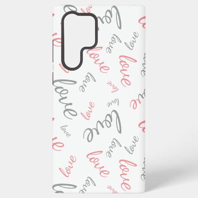 Romantic Pink and Grey Love Script Cursive Samsung Galaxy Case (Back)