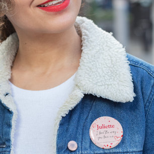 Romantic Pink and Red Heart Valentine's Day Button
