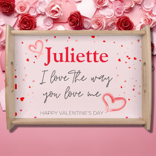 Romantic Pink and Red Heart Valentine's Day Serving Tray