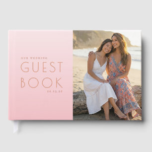 Romantic Pink Beach Photo Foil Guest Book