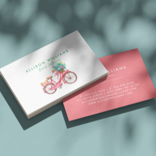 Romantic Pink bicycle Floristry, Flower Shop Business Card