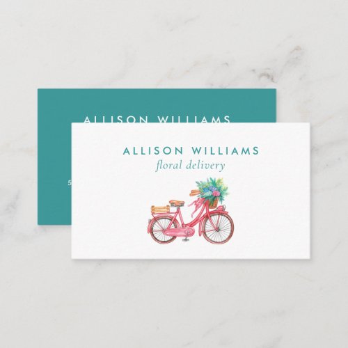 Romantic Pink bicycle Floristry Flower Shop   Business Card