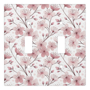 Romantic Pink Blossom Branches White Floral Light Switch Cover