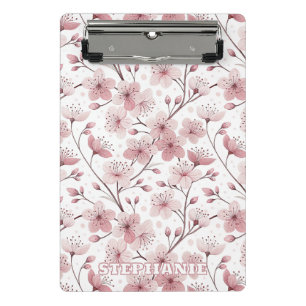Romantic Pink Blossom Branches White Floral Mini Clipboard