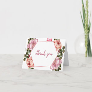 Romantic Pink Blossom Folded Gratitude Note Thank You Card