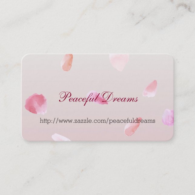 Romantic Pink Blush Rose Petal Floral Business Card (Front)