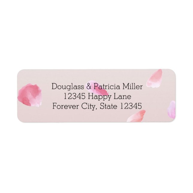 Romantic Pink Blush Rose Petal Floral Label (Front)
