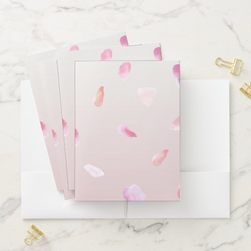 Romantic Pink Blush Rose Petal Floral Pocket Folder