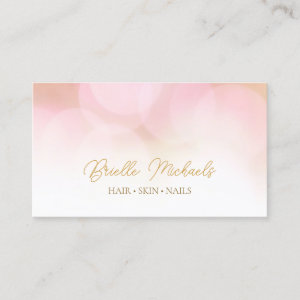 Romantic Pink Bokeh Gold Script Beauty Salon