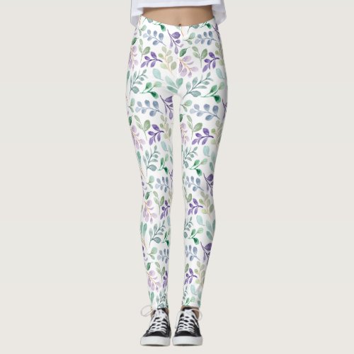 Romantic Pink botanical floral boho Leggings