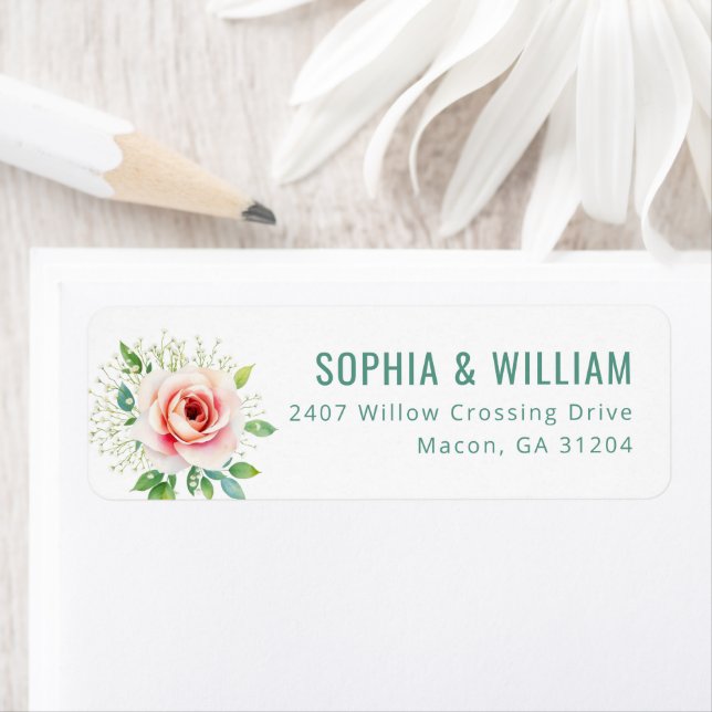 Romantic Pink Botanical Floral Label (Insitu)