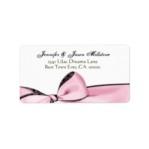 Romantic Pink Bow Wedding Label