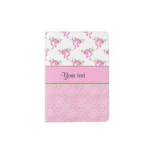 Romantic Pink Bows & Pretty Pink Damask Passport Holder