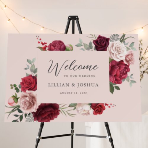 Romantic Pink Bridal Bouquet Wedding Sign