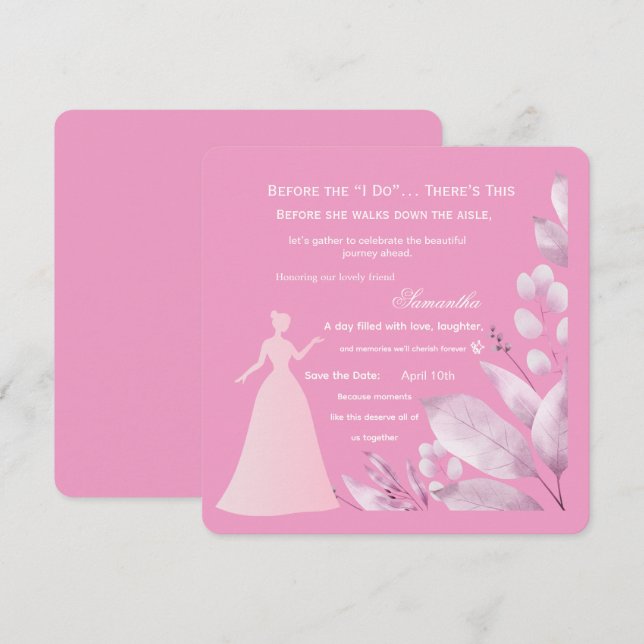 Romantic Pink Bridal Shower Invitation – Elegant B (Front/Back)