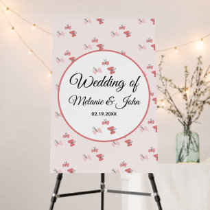 Romantic Pink Butterflies Garden Wedding Ceremony  Foam Board