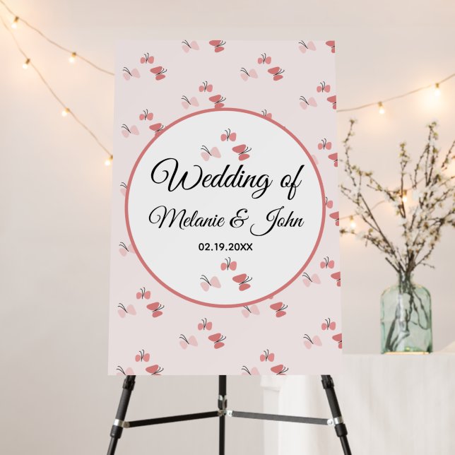 Romantic Pink Butterflies Garden Wedding Ceremony  Foam Board (In Situ (Stand))