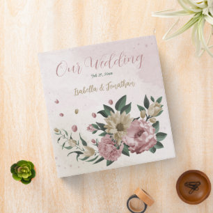 romantic pink & champagne flowers photo album 3 ring binder