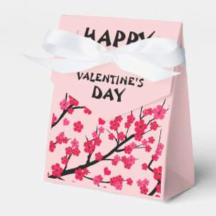 romantic pink cherry blossom favor boxes