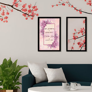 Romantic Pink Cherry Blossom Tie the knot Portrait Poster