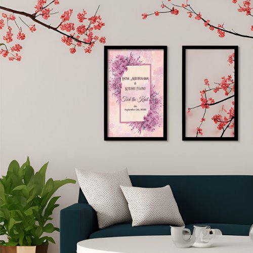 Romantic Pink Cherry Blossom Tie the knot Portrait Poster