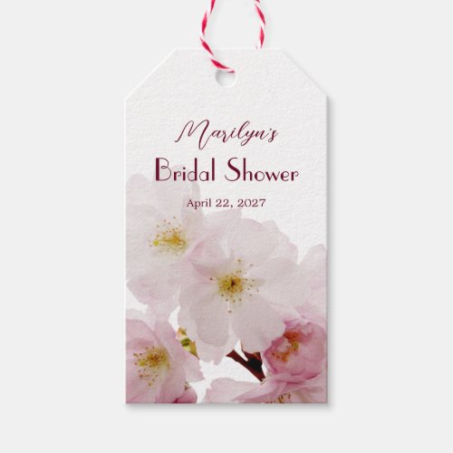 Romantic Pink Cherry Blossoms Bridal Shower Gift T Gift Tags