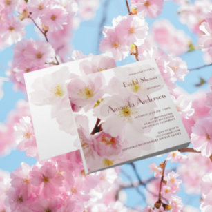 Romantic Pink Cherry Blossoms Bridal Shower Invitation