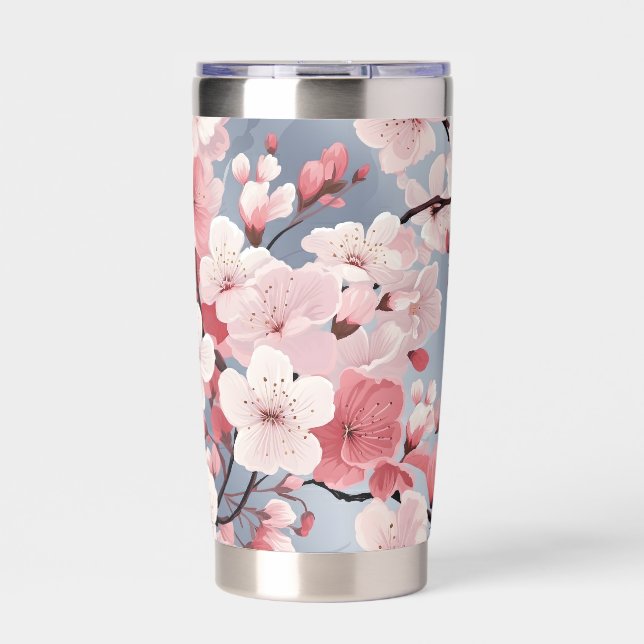 Romantic Pink Cherry Blossoms Insulated Tumbler (Front)