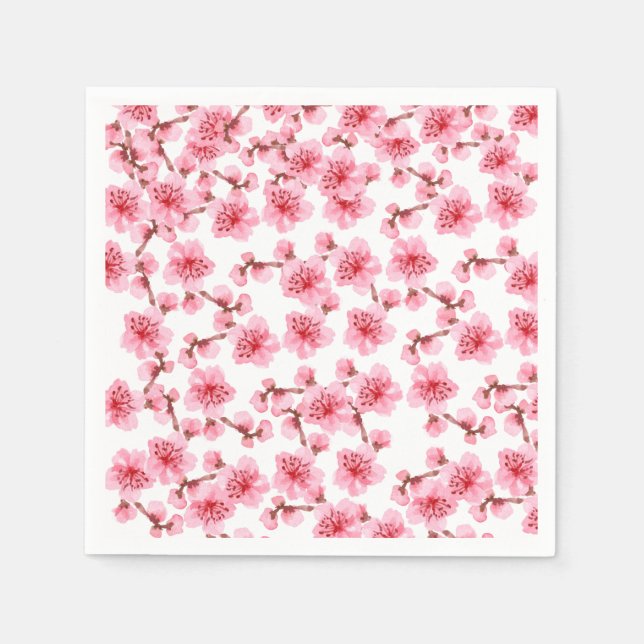 Romantic pink Cherry blosson Napkins (Front)