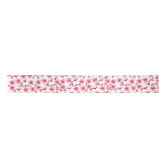 Romantic pink Cherry blosson Satin Ribbon (Front)