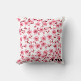 Romantic pink Cherry blosson Throw Pillow