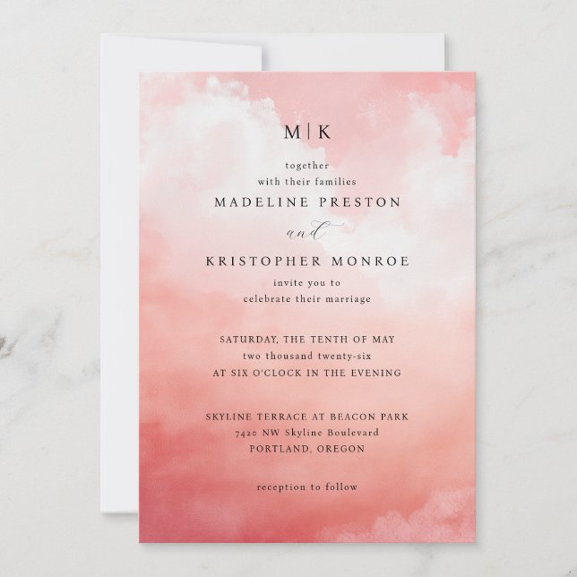 Romantic Pink Clouds Invitation (Front)