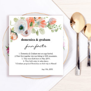 Romantic Pink Coral Floral Wedding Fun Facts Napkins