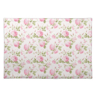 Romantic Pink Cottage Rose  Cloth Placemat