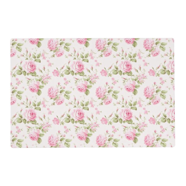 Romantic Pink Cottage Rose  Placemat (Front)