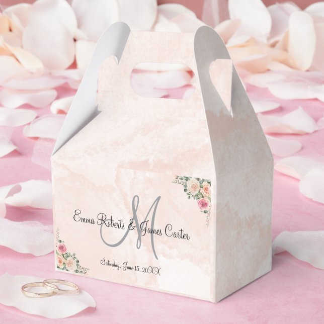 Romantic Pink Cream Wedding Favor Boxes (Wedding)