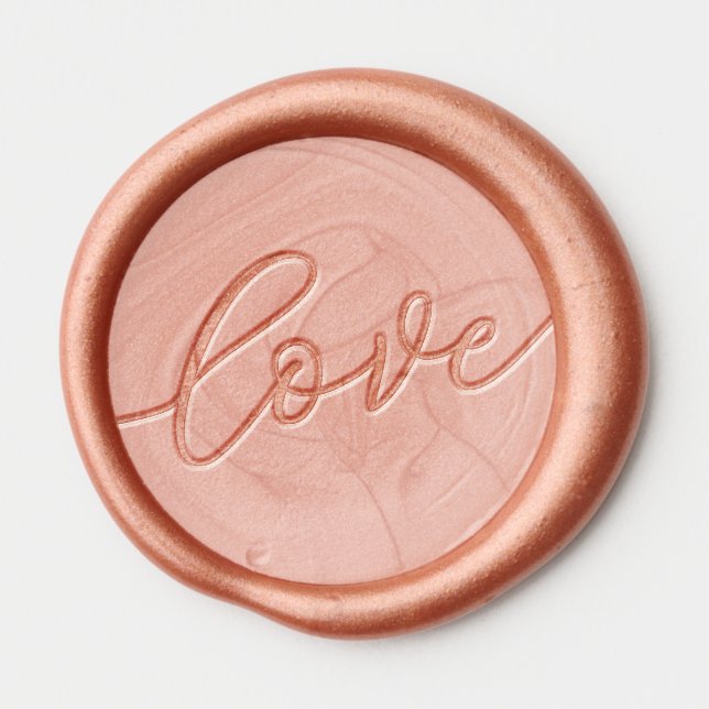 Romantic Pink Cursive Love Stamp Wax Seal Sticker (Front)
