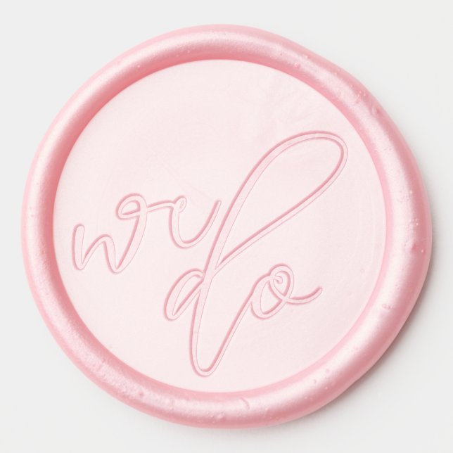 Romantic Pink Cursive Wedding Wax Seal Sticker (Front)