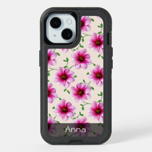 Romantic Pink Dahlia Flowers any Color any Text iPhone 15 Case