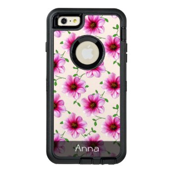 Romantic Pink Dahlia Flowers Any Color Any Text Otterbox Defender Iphone Case by KreaturFlora at Zazzle