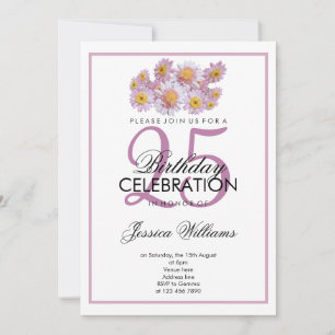 Romantic Pink Daisies Birthday Invitation