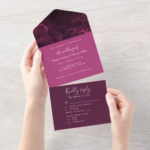 romantic pink elegant marble  all in one invitation