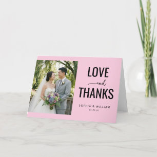 Romantic Pink Elegant Photo Thank You Card