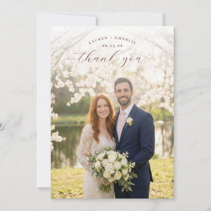 Romantic Pink Elegant Photo Thank You Card
