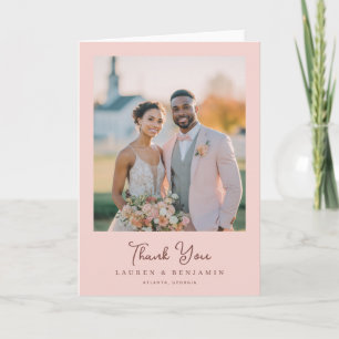 Romantic Pink Elegante Photo Letterpress Thank You Card