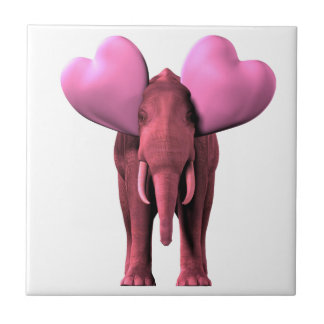 Romantic Pink Elephant Ceramic Tile