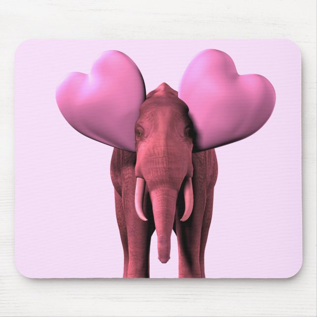 Romantic Pink Elephant Mouse Pad (Front)