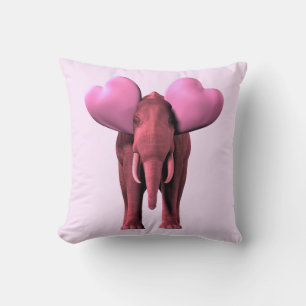 Romantic Pink Elephant Throw Pillow