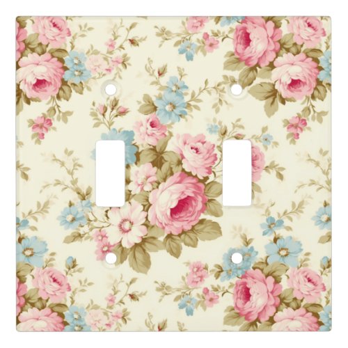Romantic Pink English Roses on Pale Yellow Light Switch Cover