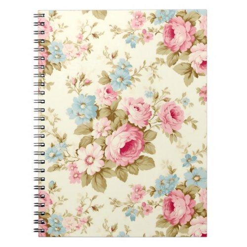 Romantic Pink English Roses on Pale Yellow Notebook